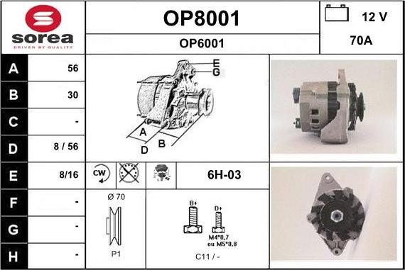 SNRA OP8001 - Ģenerators autospares.lv