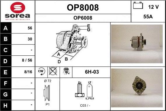 SNRA OP8008 - Ģenerators www.autospares.lv