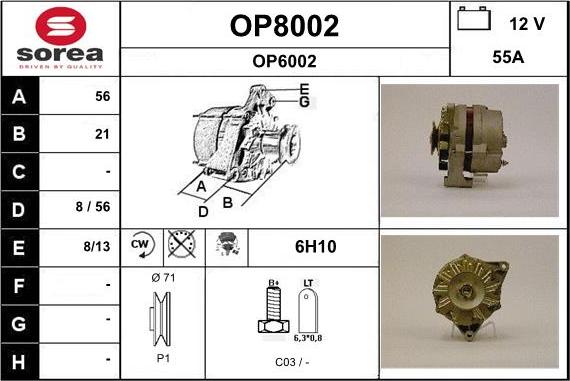 SNRA OP8002 - Ģenerators autospares.lv