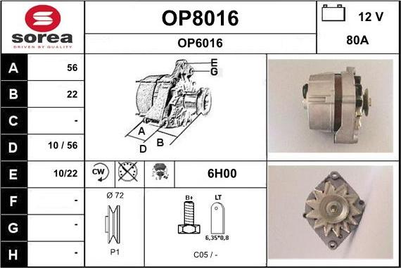 SNRA OP8016 - Генератор www.autospares.lv