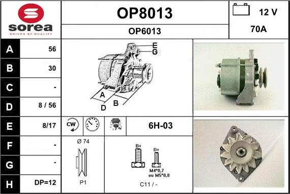 SNRA OP8013 - Генератор www.autospares.lv