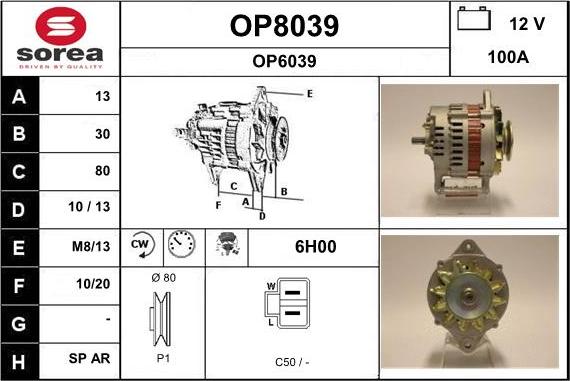 SNRA OP8039 - Ģenerators autospares.lv