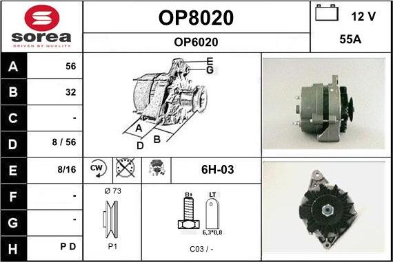 SNRA OP8020 - Alternator www.autospares.lv