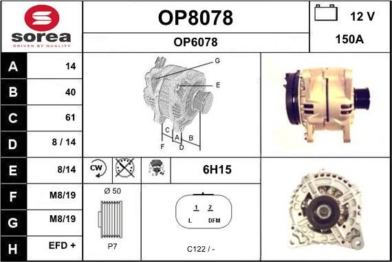 SNRA OP8078 - Alternator www.autospares.lv