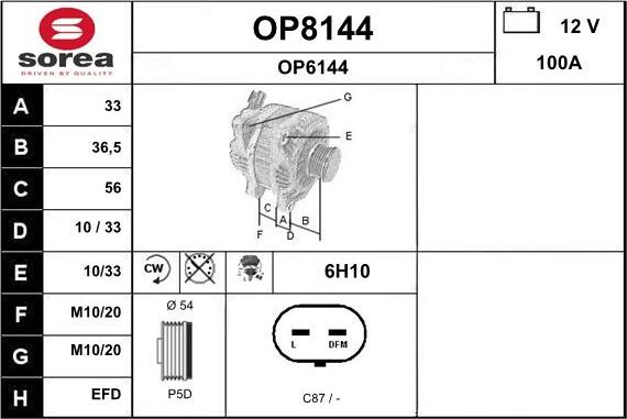 SNRA OP8144 - Alternator www.autospares.lv