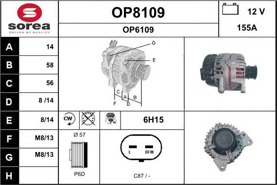 SNRA OP8109 - Ģenerators www.autospares.lv