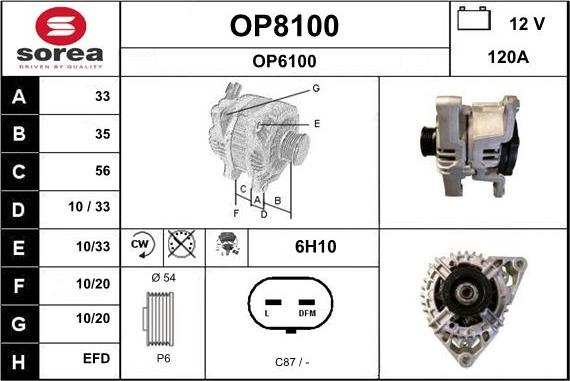 SNRA OP8100 - Alternator www.autospares.lv