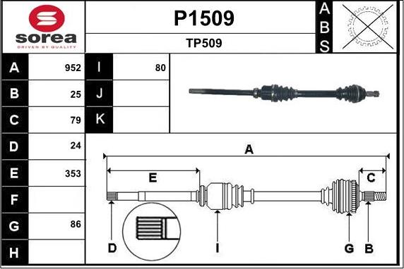 SNRA P1509 - Piedziņas vārpsta www.autospares.lv