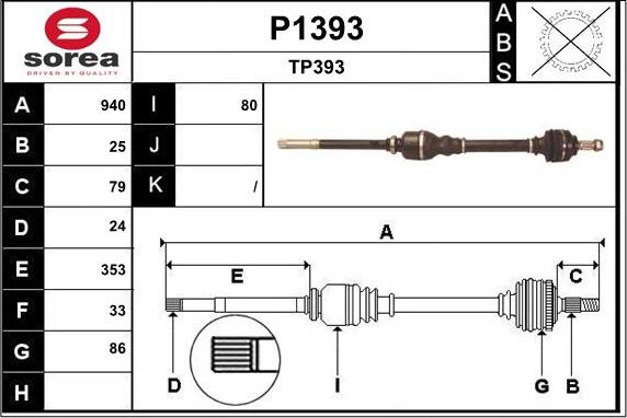 SNRA P1393 - Piedziņas vārpsta www.autospares.lv