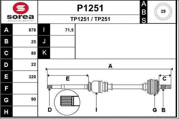 SNRA P1251 - Piedziņas vārpsta www.autospares.lv