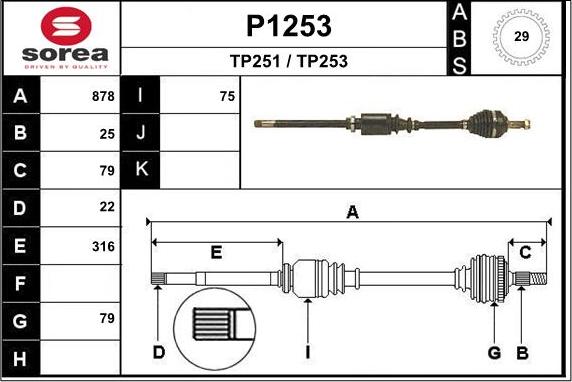 SNRA P1253 - Piedziņas vārpsta www.autospares.lv