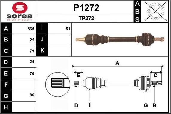 SNRA P1272 - Piedziņas vārpsta www.autospares.lv