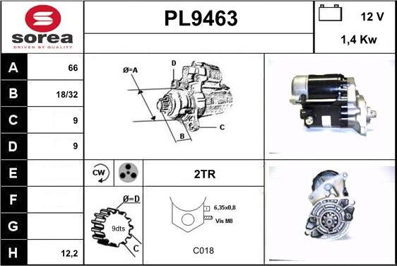 SNRA PL9463 - Стартер www.autospares.lv