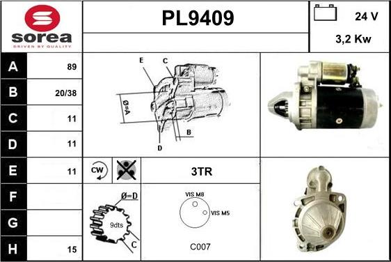 SNRA PL9409 - Starter www.autospares.lv