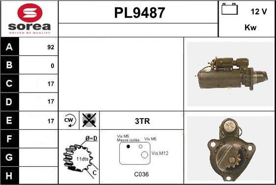 SNRA PL9487 - Starter www.autospares.lv