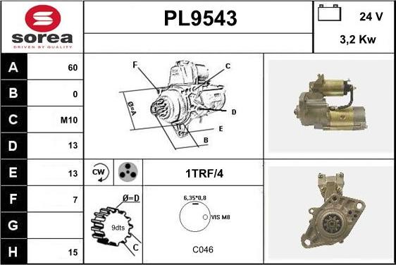 SNRA PL9543 - Стартер www.autospares.lv