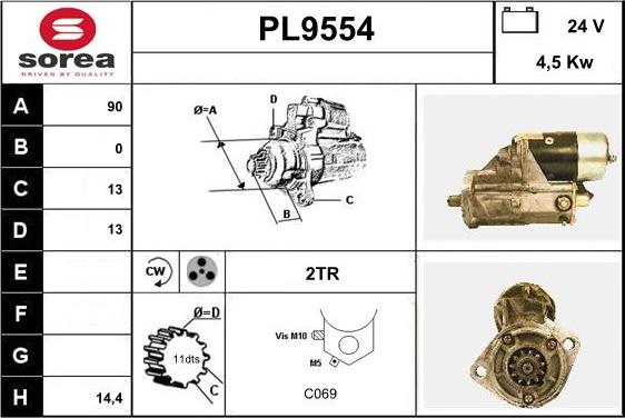 SNRA PL9554 - Starteris www.autospares.lv