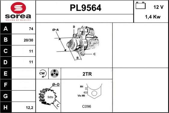 SNRA PL9564 - Стартер www.autospares.lv