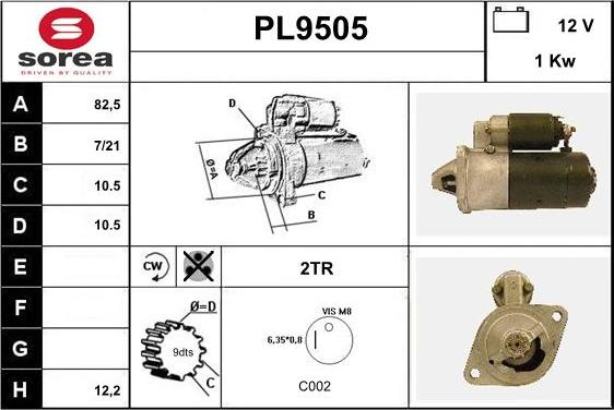 SNRA PL9505 - Starter www.autospares.lv