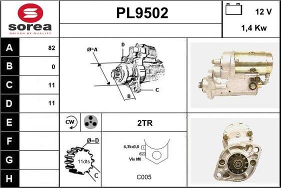 SNRA PL9502 - Стартер www.autospares.lv