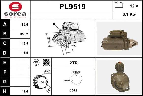 SNRA PL9519 - Starter www.autospares.lv