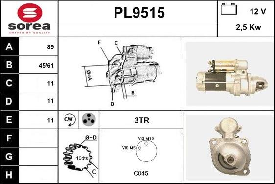 SNRA PL9515 - Starteris autospares.lv