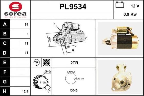 SNRA PL9534 - Starter www.autospares.lv