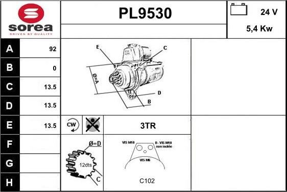 SNRA PL9530 - Starteris www.autospares.lv