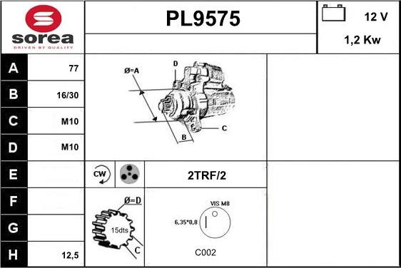 SNRA PL9575 - Starteris www.autospares.lv