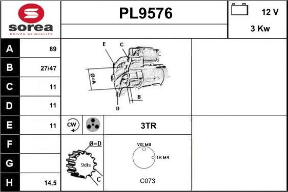 SNRA PL9576 - Starteris autospares.lv