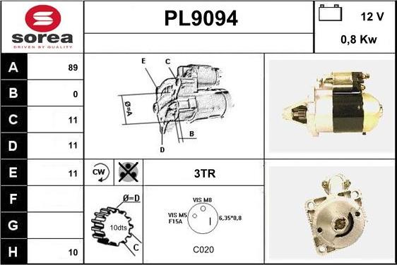 SNRA PL9094 - Starteris autospares.lv