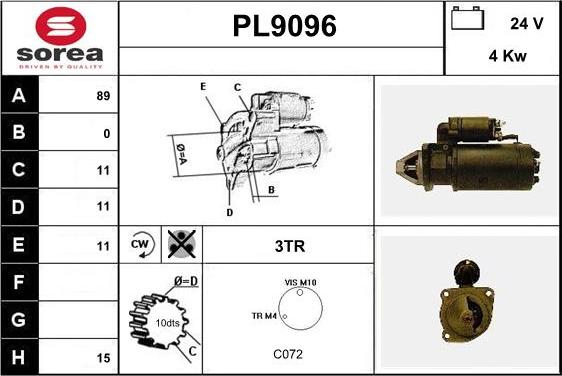 SNRA PL9096 - Starter www.autospares.lv