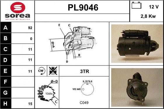 SNRA PL9046 - Starteris autospares.lv