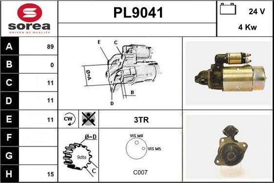 SNRA PL9041 - Стартер www.autospares.lv