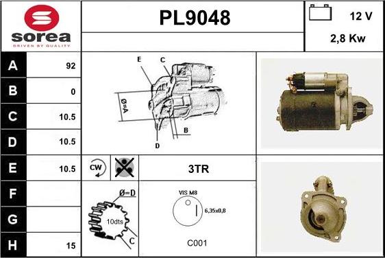 SNRA PL9048 - Стартер www.autospares.lv