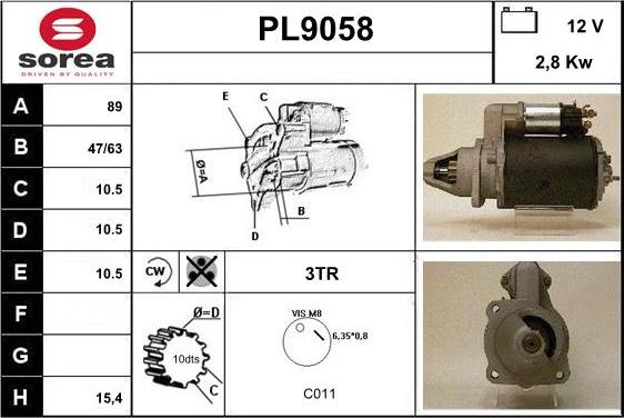 SNRA PL9058 - Starteris autospares.lv