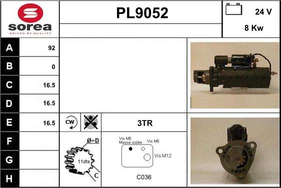 SNRA PL9052 - Starteris autospares.lv