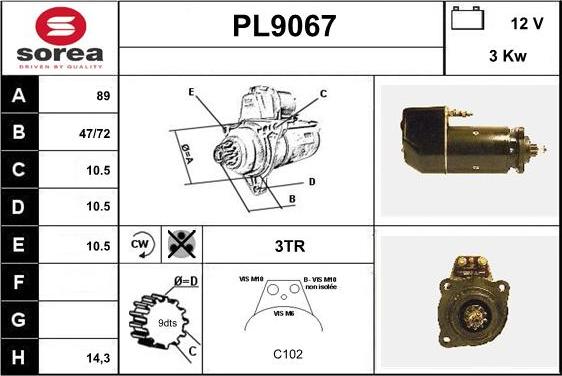 SNRA PL9067 - Starteris autospares.lv