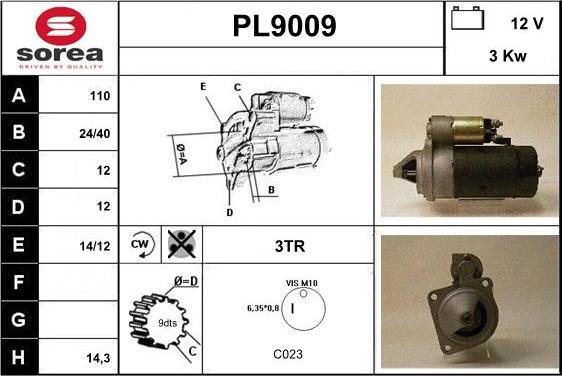 SNRA PL9009 - Starteris autospares.lv