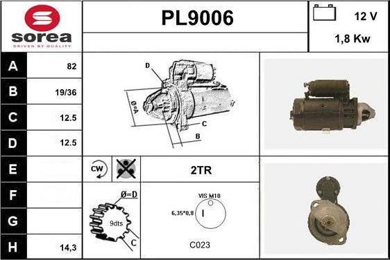 SNRA PL9006 - Стартер www.autospares.lv