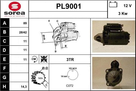 SNRA PL9001 - Starter www.autospares.lv