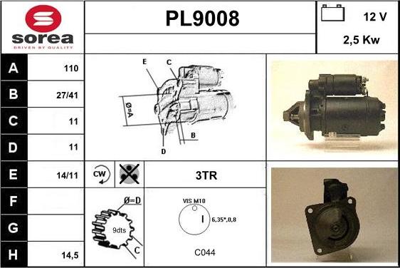 SNRA PL9008 - Starteris autospares.lv