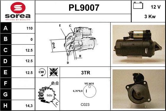 SNRA PL9007 - Starteris autospares.lv