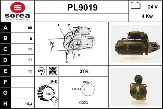 SNRA PL9019 - Стартер www.autospares.lv