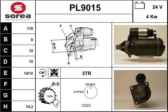 SNRA PL9015 - Starteris www.autospares.lv