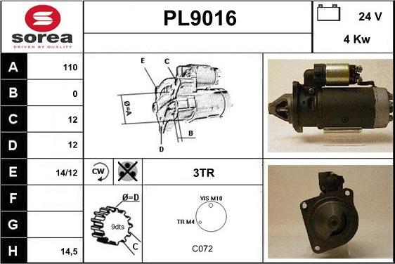 SNRA PL9016 - Starteris www.autospares.lv