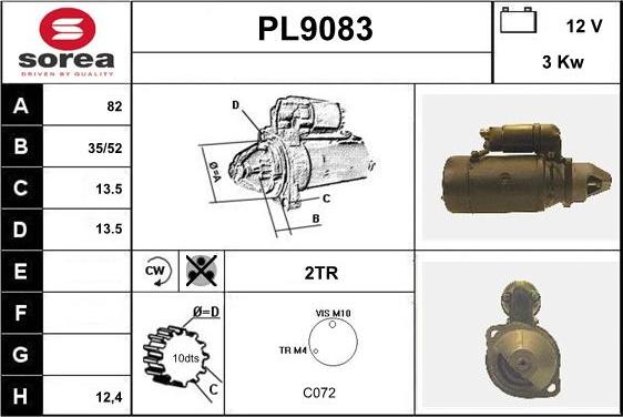 SNRA PL9083 - Starteris autospares.lv