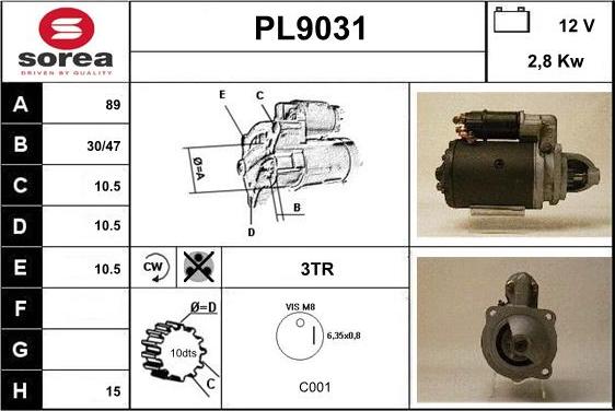 SNRA PL9031 - Стартер www.autospares.lv