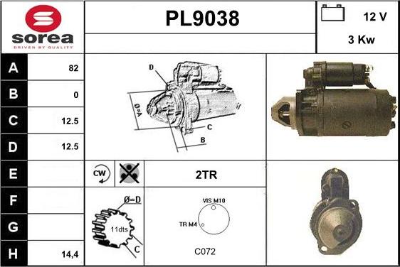 SNRA PL9038 - Starteris www.autospares.lv