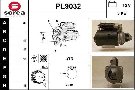 SNRA PL9032 - Starteris autospares.lv